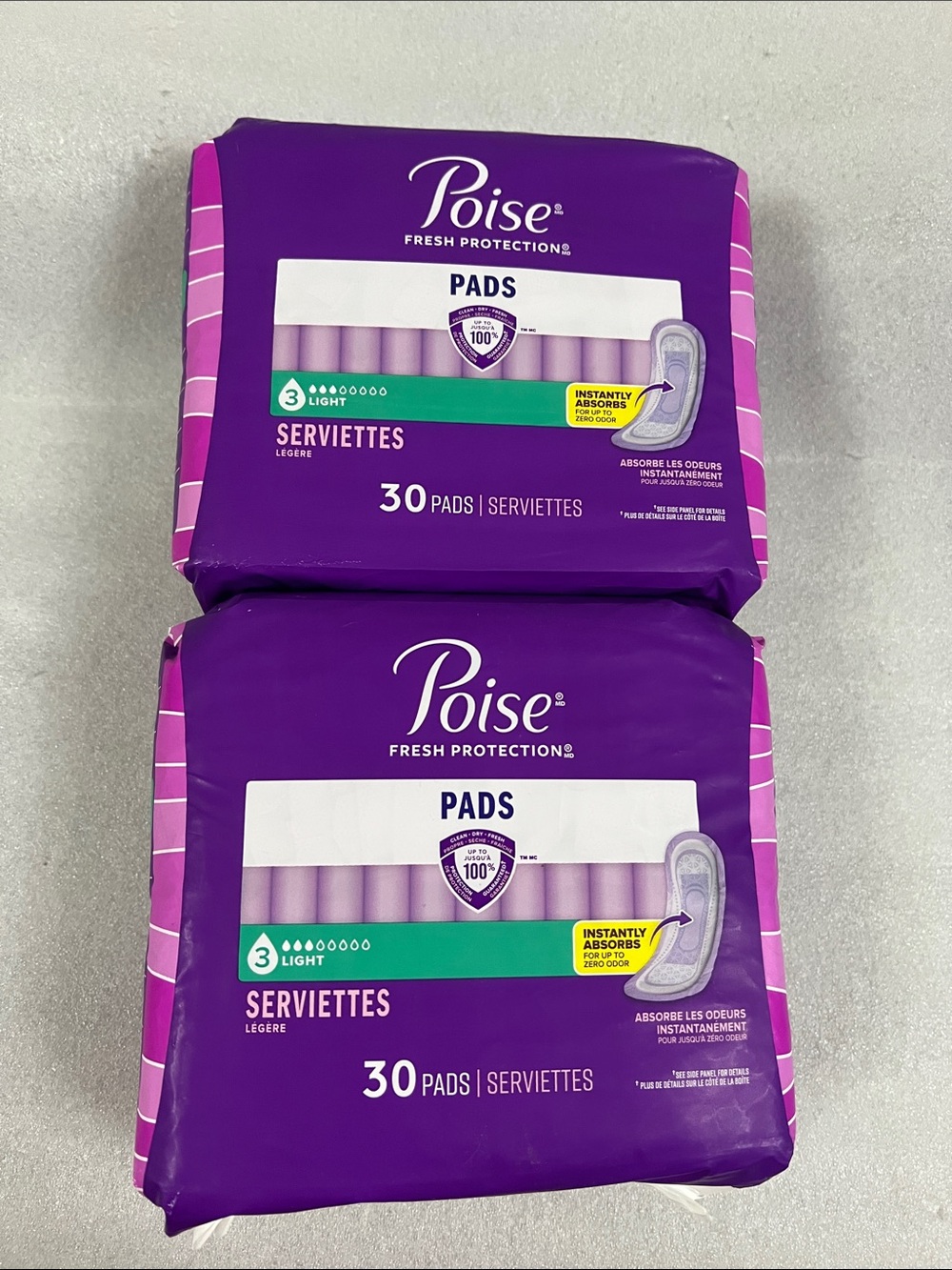 2x Poise Light absorb Pads (30 ct) each